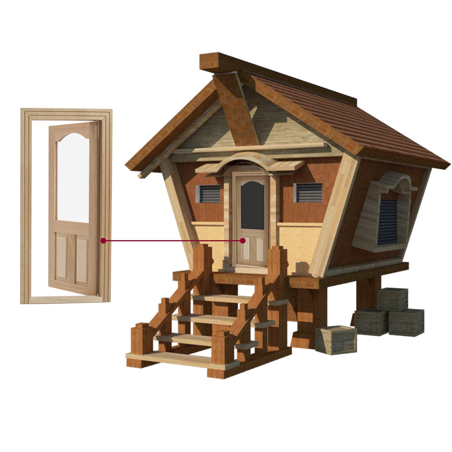 AUEAR, 1:12 Mini Furniture Unpaint Wooden Doors for DIY Scene Home Craft (2 Panel Style A)
