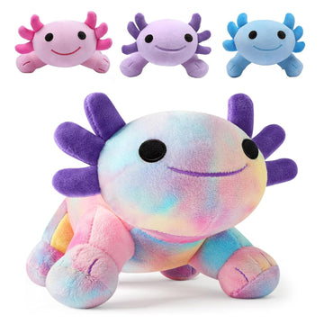 Cute Multicolor Axolotl Plush, Soft Stuffed Animal, Smiling Design (Colour)