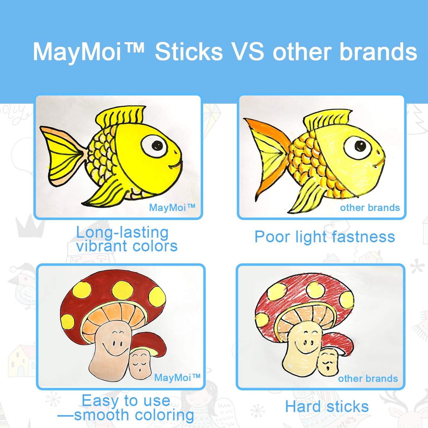 MayMoi Washable Tempera Paint Sticks | Non-Toxic, Quick Drying & No Mess Paint Sticks, Best Art Birthday Gifts (12 Colors)