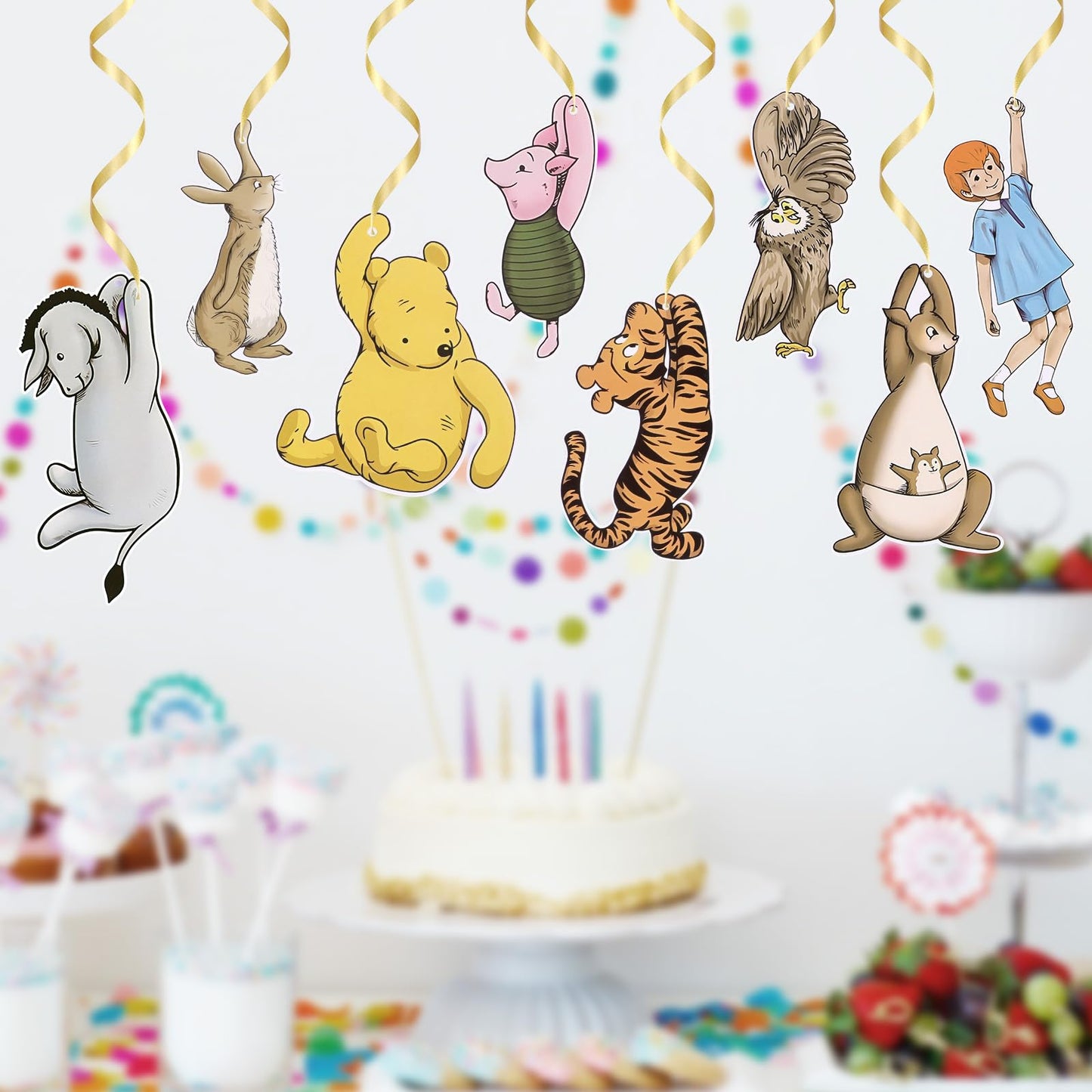 Classic Winnie Baby Shower Decorations 16Pcs Swirl Hanging Decorations for Classic Baby Shower and Birthday Party Supplies