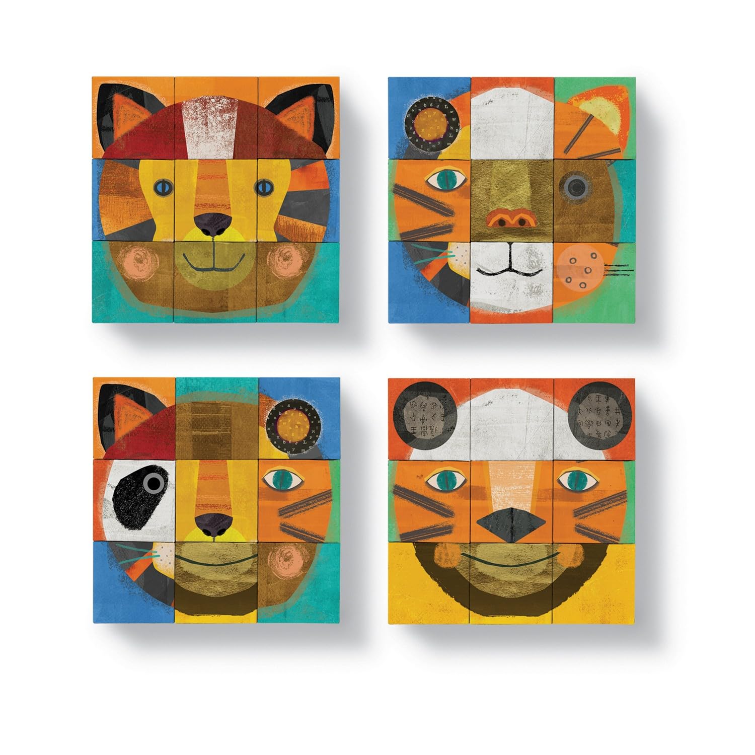 Crocodile Creek 9-Piece Puzzle Blocks - Make-A-Face Mix and Match Block Set Game for Kids Ages 3 and Up - Made of Sturdy Cardboard - Zoo Animals - 9