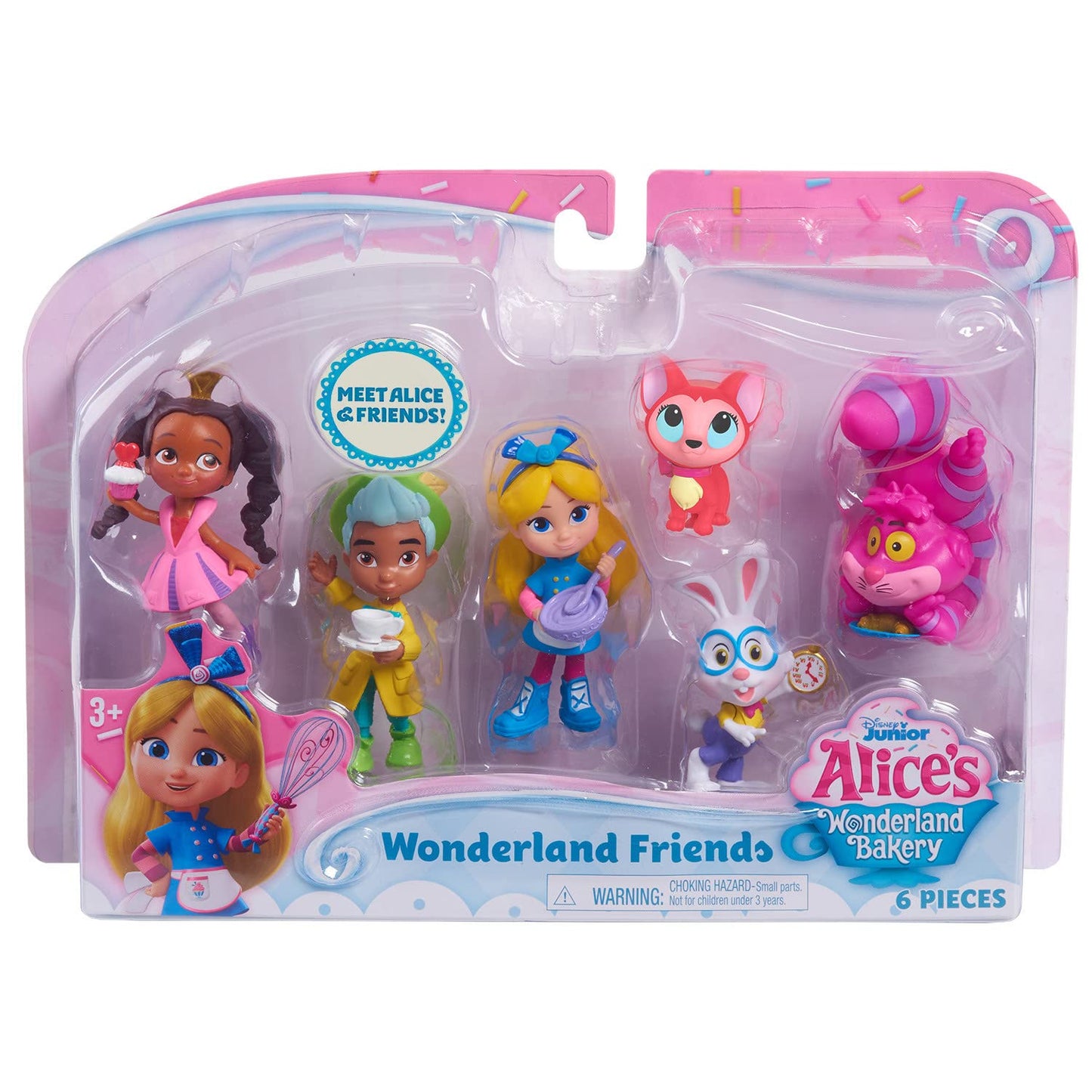 Disney Junior Alice’s Wonderland Bakery Friends, Small 3-inch Figure Set, 6-pieces, Kids Toys for Ages 3 Up by Just Play
