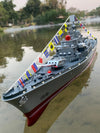Ssccgym 23.6" Inch Remote Controlled Warship Battleship 10km/h 4WD 2.4G RC Controlled Ship 1:390 Scale On Water Lakes Pools Exhibits Models for 14Y+