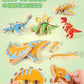 GLEEHAPY Dinosaur Wooden Toys,Snap on Dino Together Building Blocks,Take Apart Playset, STEM Montessori Educational Fine Motor Skill Learning Birthday