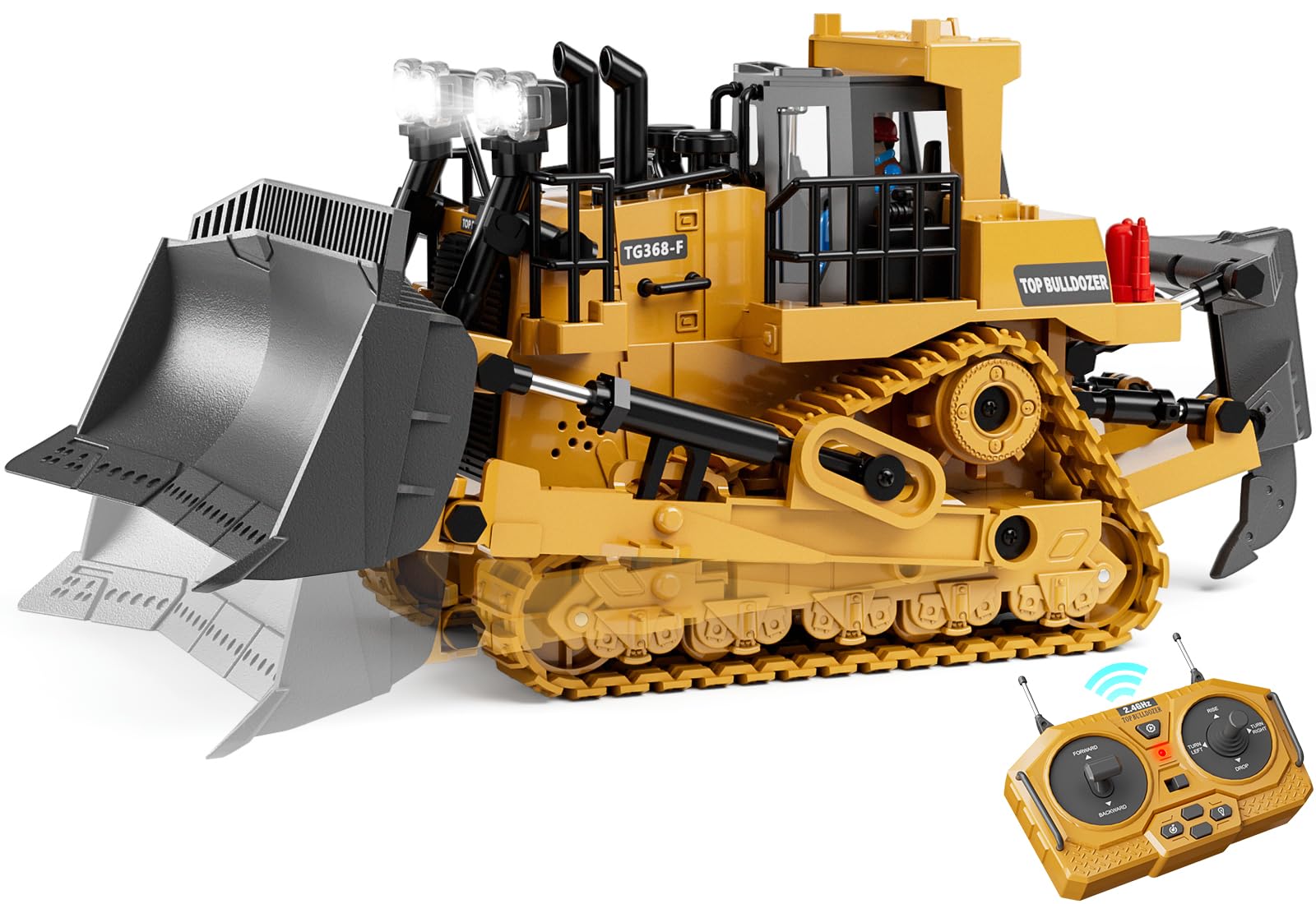 KIDMARKT Remote Control Bulldozer Toys for Boys, Remote Control Bulldozer with Metal Dozer Blade, Toys for Boys 3-5 4-7 8-12 Year Old Kids Christmas