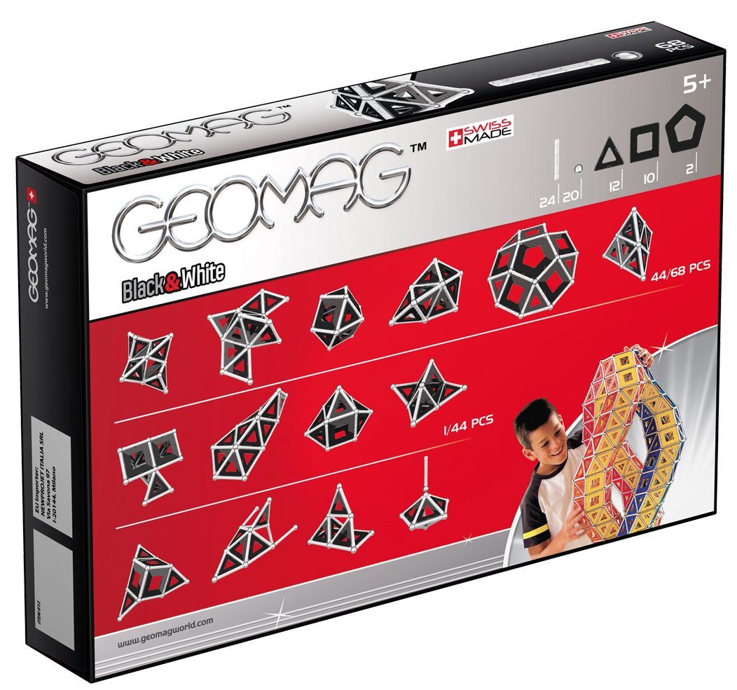 Geomag Black and White 68 Piece Magnetic Construction Set - Safe Building Toy for Ages 5 and Up