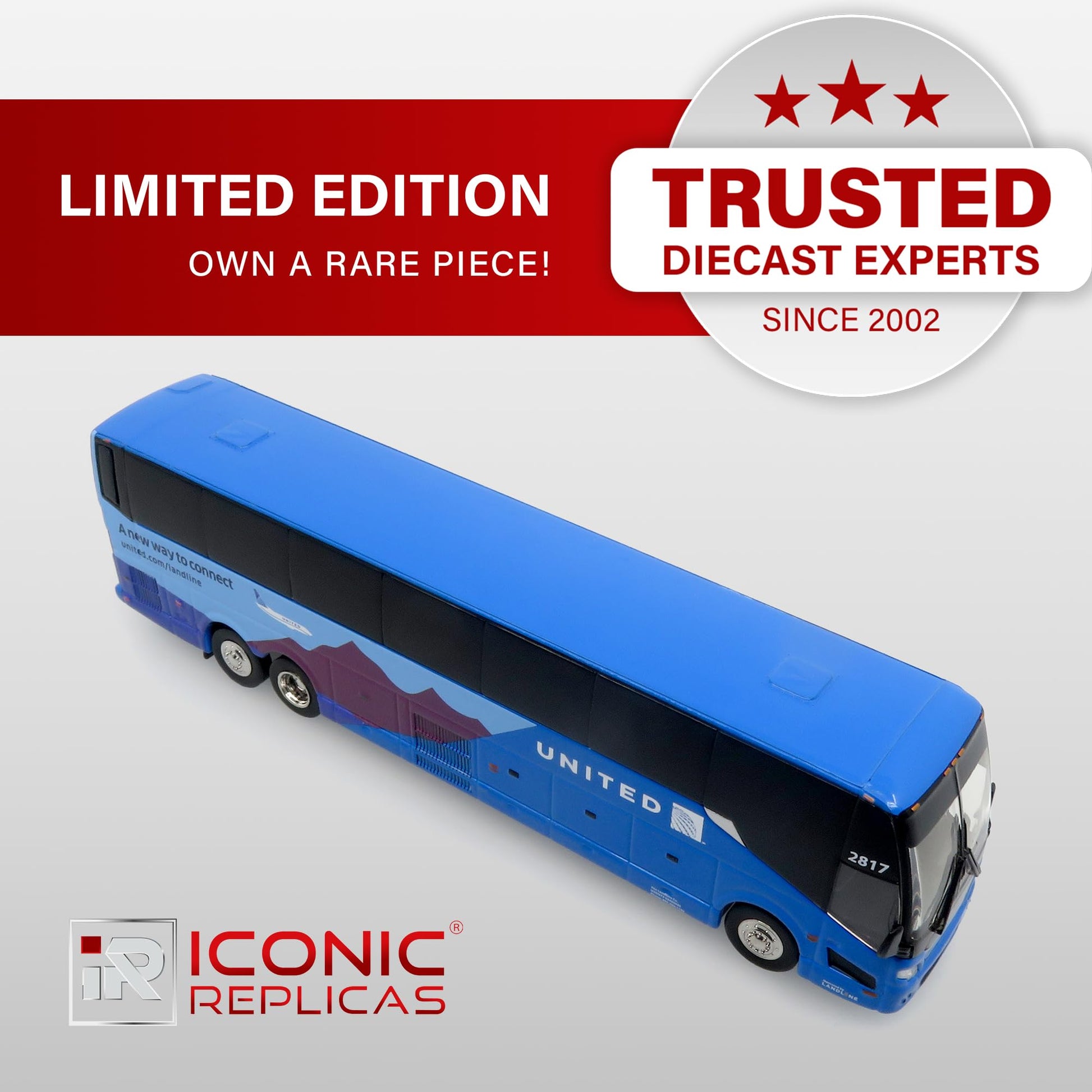 Iconic Replicas 1:87 Prevost H3-45 Coach: Landline/United Airlines - 1:87 Scale (HO)