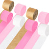 Pink Streamers Party Decorations, 8 Rolls 656ft Pink and Gold Crepe Paper Streamers for Wedding, Bridal Shower, Baby Shower, Birthday, Valentines Day