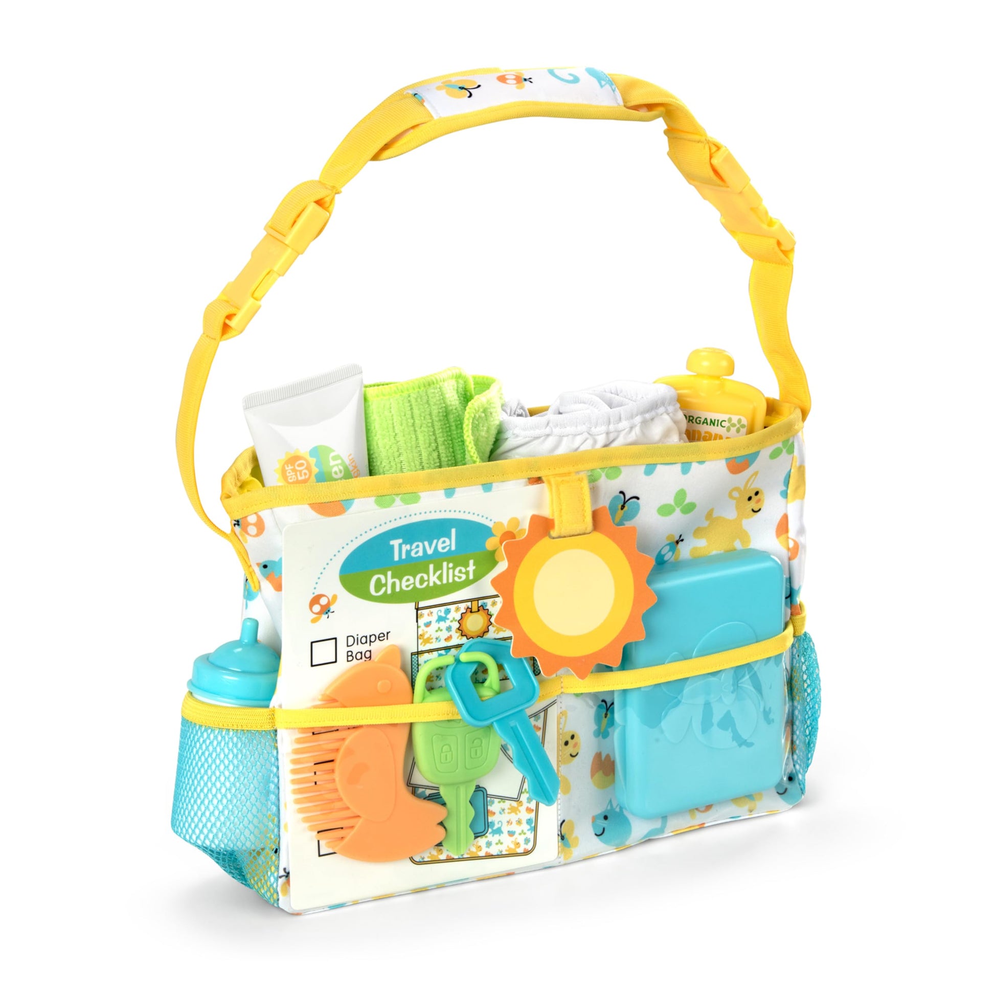 Melissa & Doug Mine to Love Travel Time Play Set for Dolls with Diaper Bag, Bottle, Sunscreen, More (17 pcs) - Baby Doll Accessories, Baby Doll Sets