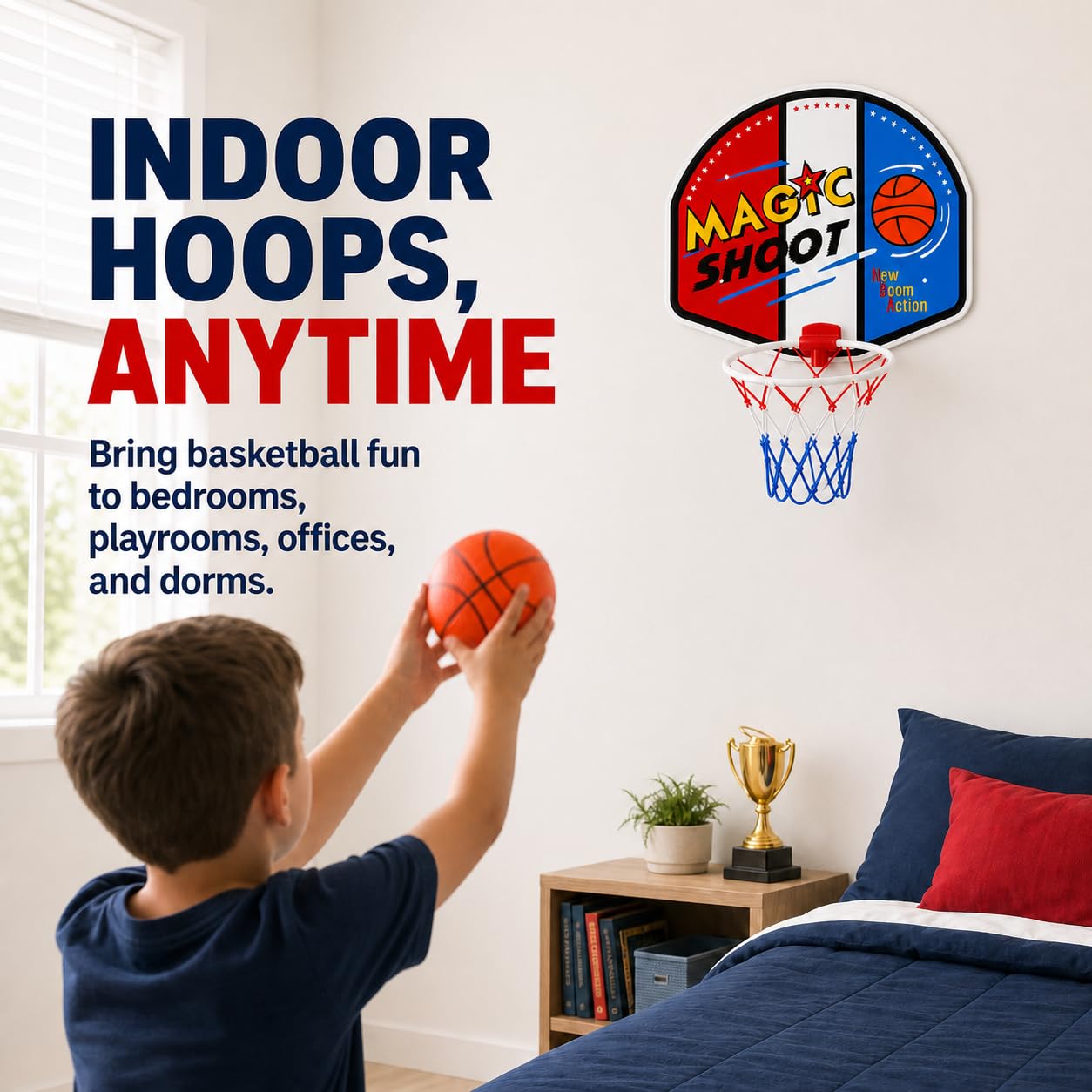 Indoor Mini Basketball Hoop Set, 16 x 13 in Backboard, Ball and Manual Pump