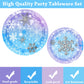 Winter Snowflake Birthday Party Supplies 96 PCS Christmas Snowflake Paper Plates and Napkins Forks Disposable Tableware Set for Christmas Winter