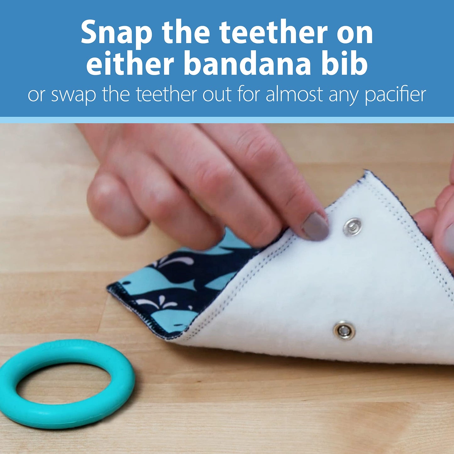 Dr. Brown's Super Soft & Absorbent Baby Bandana Bib with Snap-On Teether, 3m+, 2-Pack, Feathers & Dots
