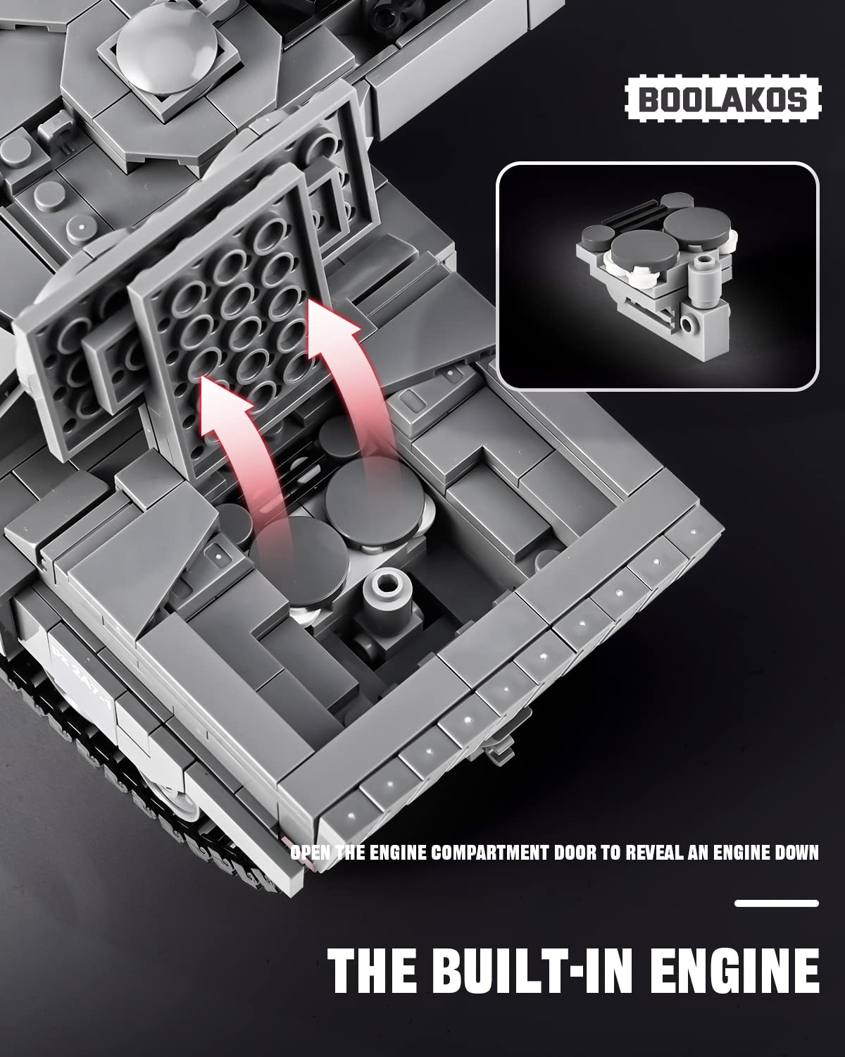 BOOLAKOS Leopard 2A7+ Tank Building Block, Military Army WW2 Tank Model Kit, Construction Set Gift Giving Toys for Adult (898 PCS)
