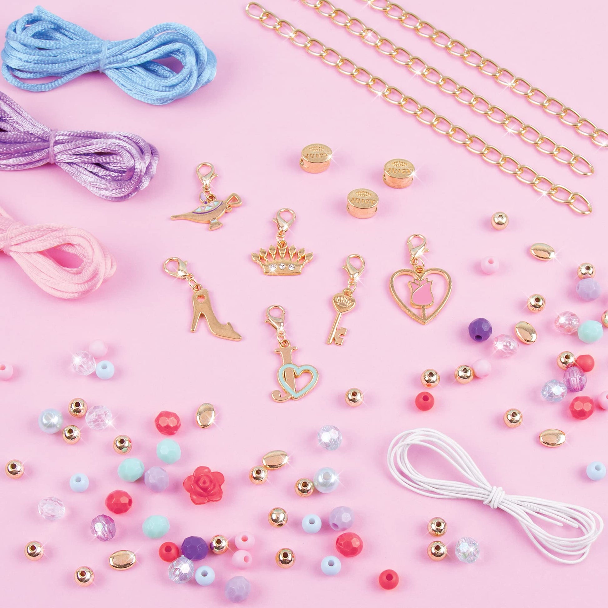Make It Real - Disney Princess X Juicy Couture Hearts of Fashion - DIY Charm Bracelet Making Kit w/Disney & Juicy Couture Charms - Arts & Crafts Bead