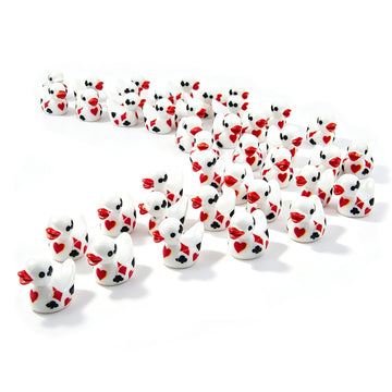 NORXUAZE 40Pcs Casino Mini Resin Duck Figurines - Tiny Playing Card Ducks Small Resin Animals for Terrarium Decor, Fairy Garden, Aquarium, Cake
