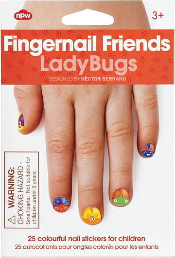 Fingernail Friends Colorful Nail Stickers Nail Art for Children, Ladybugs (25 Stickers)