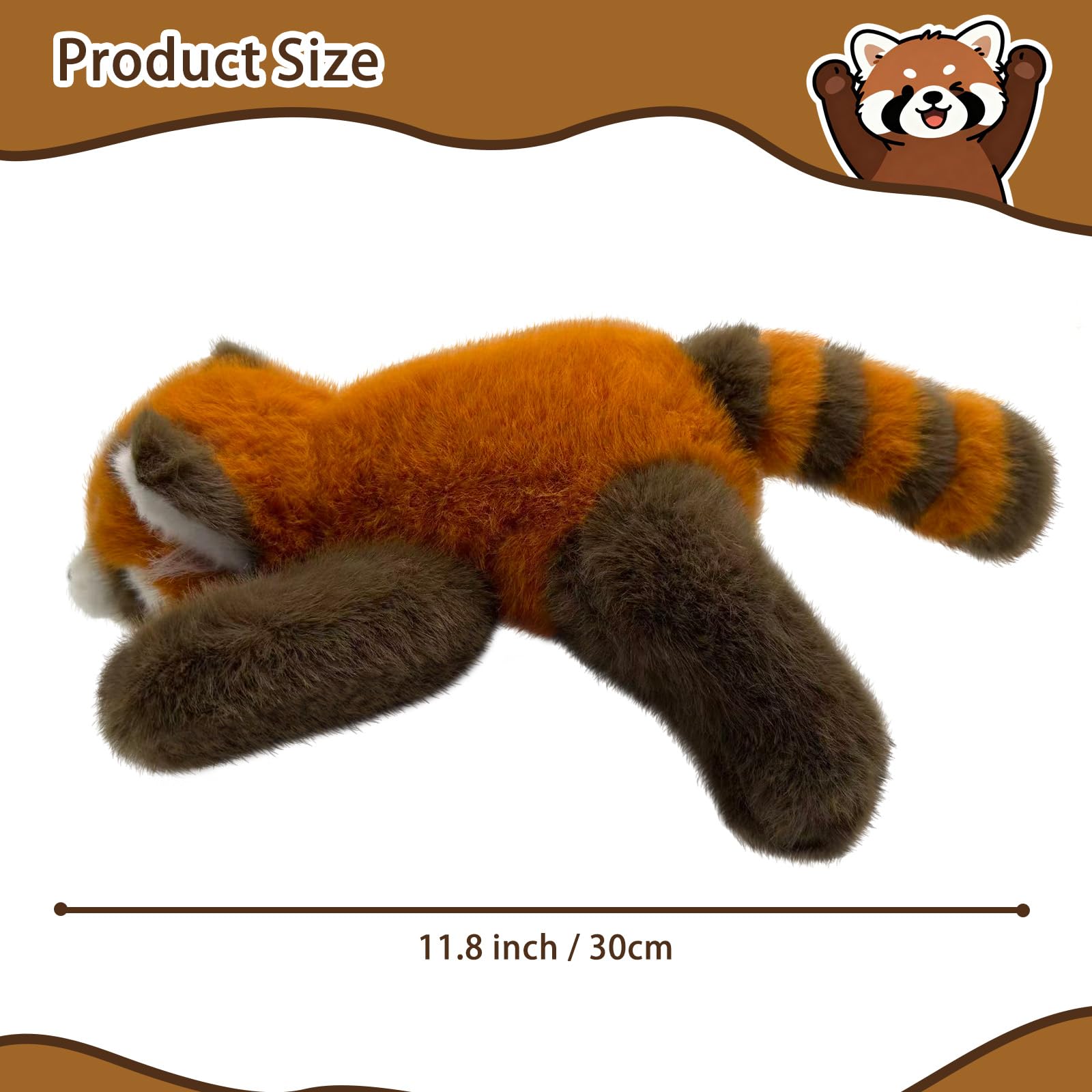 Roqei Red Panda Weighted Plush Toy 11.8 Inch, Cute Soft Stuffed Animal Plush Pillow, Adorable Red Panda Plushie Gift for Kids Girls Boys Birthday