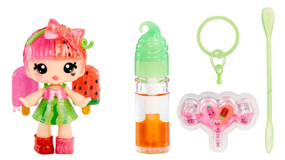 Yummiland Lip Gloss Doll: Mystery Color Change - Poppy Melonberry Includes DIY Lip Gloss + Removable Keychain, Cosmetic Play, Collectible, Ages 4+