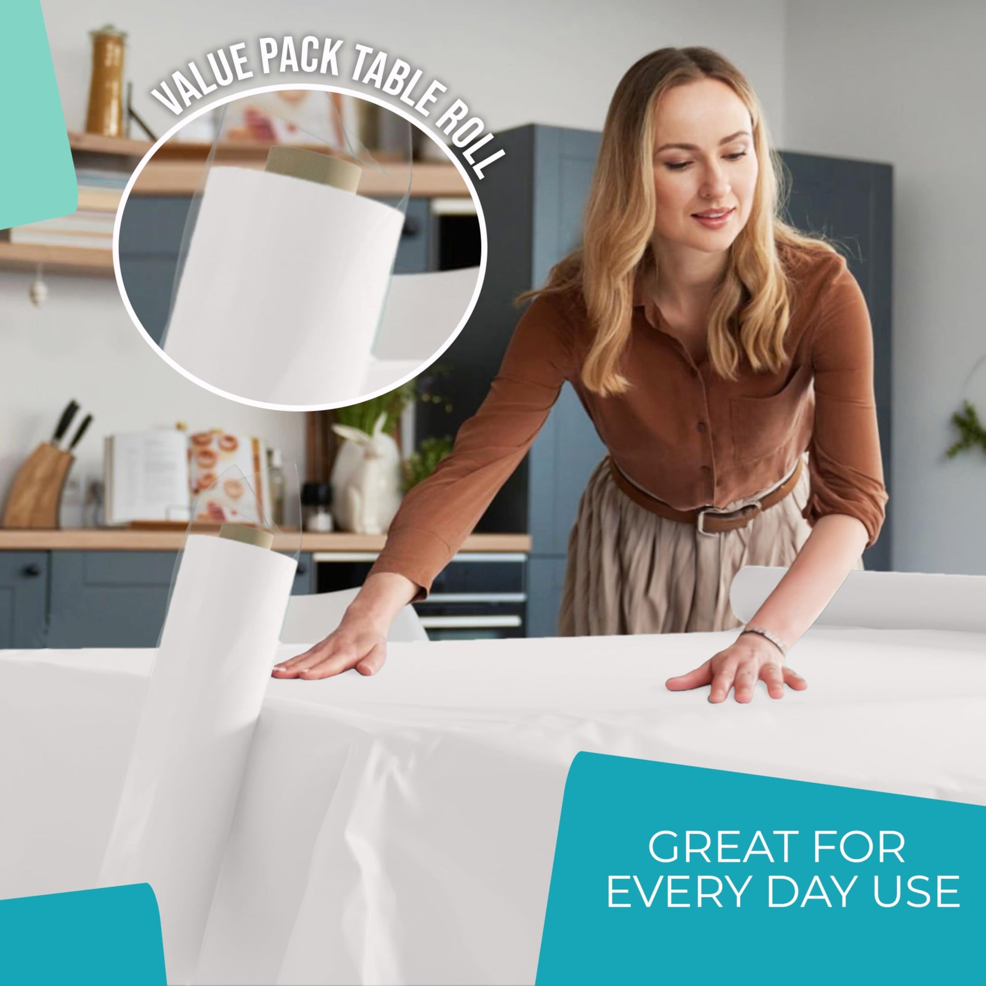 Exquisite Basic White Plastic Table Cover Roll 40" X 300' Table Cloth Plastic Cover Roll - Economy Value Banquet Rolls - Disposable Tablecloth Rolls