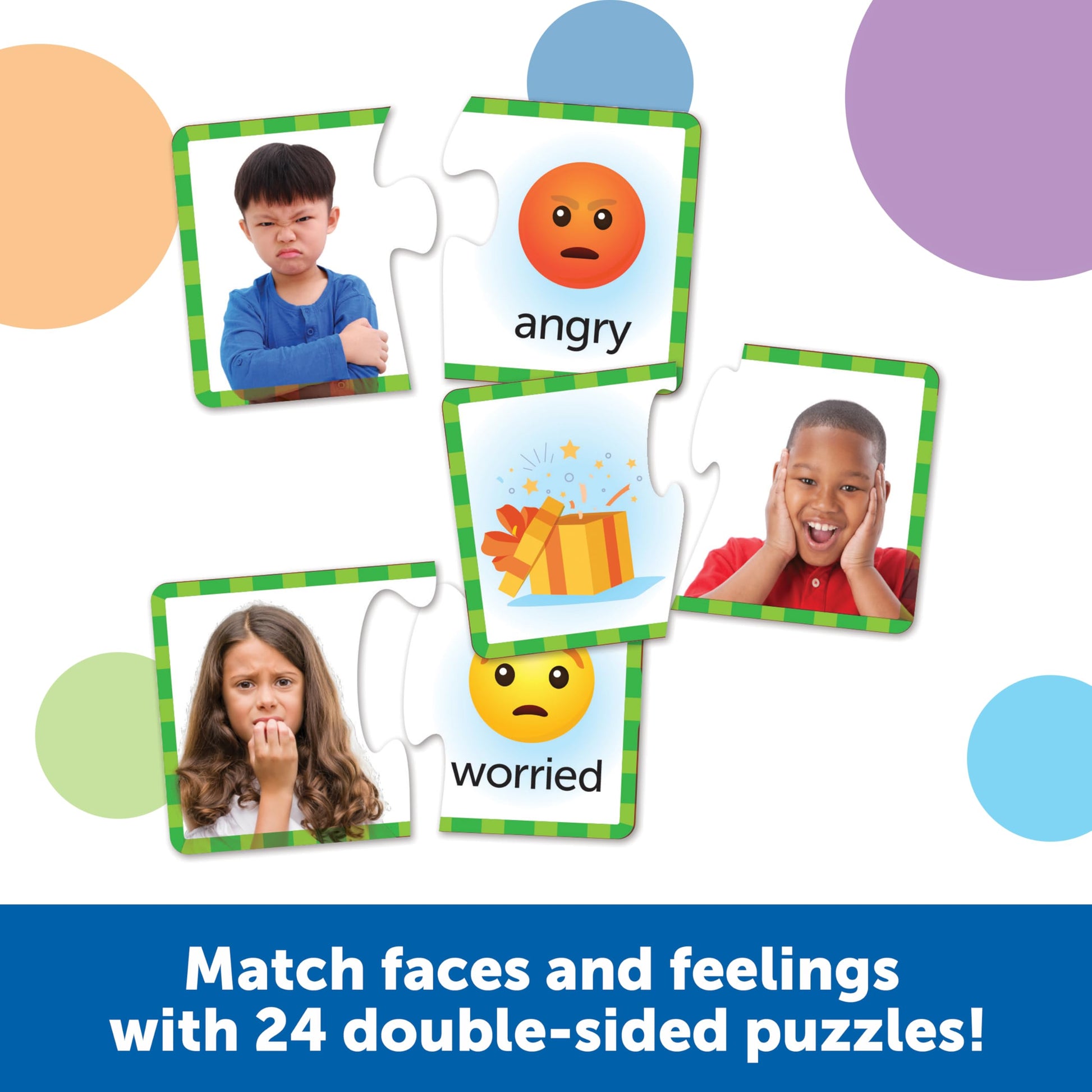 Learning Resources Feelings & Emotions Puzzle Cards - SEL, Emotional Regulation Tools for Kids, Toddlers Calming Corners, Montessori Essentials