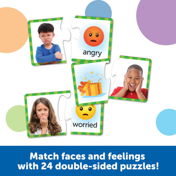 Learning Resources Feelings & Emotions Puzzle Cards - SEL, Emotional Regulation Tools for Kids, Toddlers Calming Corners, Montessori Essentials,