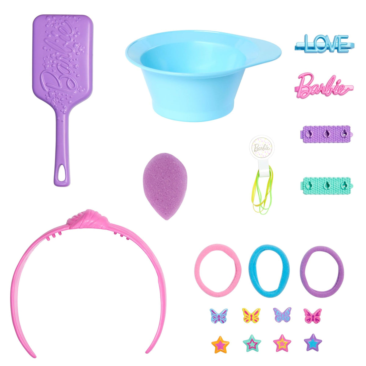 Barbie Doll Styling Head, Blonde Hair with 20+ Hair Styling Accessories Including Star & Butterfly Color Change Hair Clips