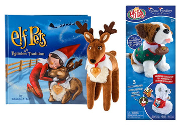 The Elf on the Shelf Elf Pets Reindeer Plush & Claus Couture Pet Sweater Accessory Multi-Item Gift Set - Includes Story Book, Offiicial Adoption