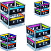 4E's Novelty Cassette Tape Bucket Centerpiece (Pack of 4) 80s Party Supplies, 90's Theme Birthday Party Decoration Cassette Tape Table Decor, Retro
