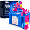 Prextex Balloons Electric Pump Inflate, Blue 110V 600W - Portable Pump with Air Blower & Dual Nozzle Inflator for Fast, Easy Bulk Balloons Filling