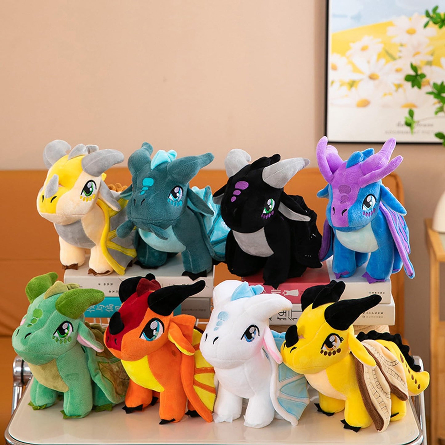 Soft Plush Wings Dragon Figures Stuffed Animals Toy Pillow Doll, Pterosaur Flying Yellow Dragon Plushie Toys Best Birthday Christmas Anniversary