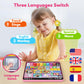 Trilingual Learning Toy Tablet with Music & Sound, Montessori Speech Therapy Toys for 1 Year Old Girl Boy Musical Baby Toy 12-18 Months Toddler Girl