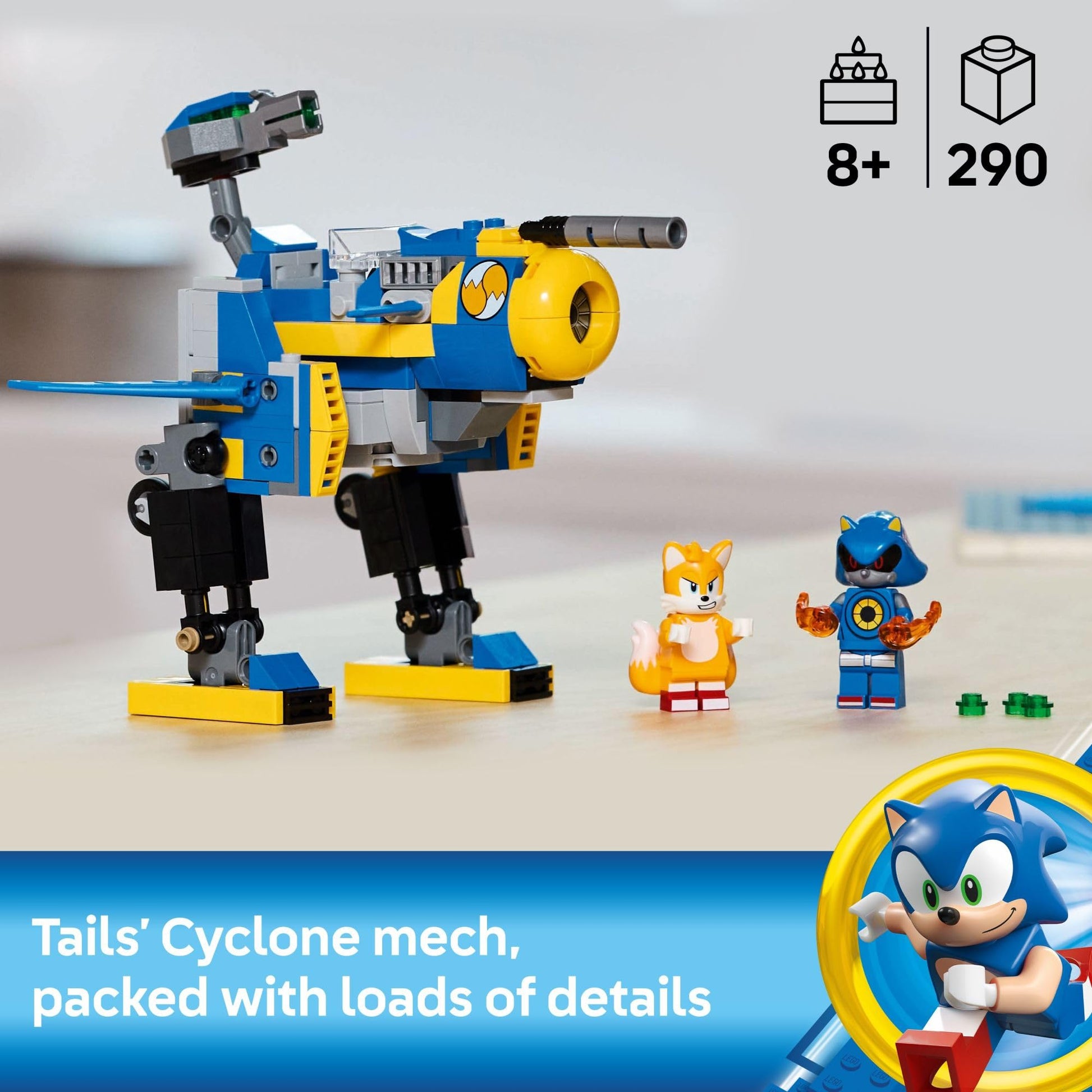 LEGO Sonic the Hedgehog Cyclone vs. Metal Sonic - Building Toy for Kids, Boys and Girls, Ages 8+ - Mech Suit with Minifigures for Pretend Play - Gift