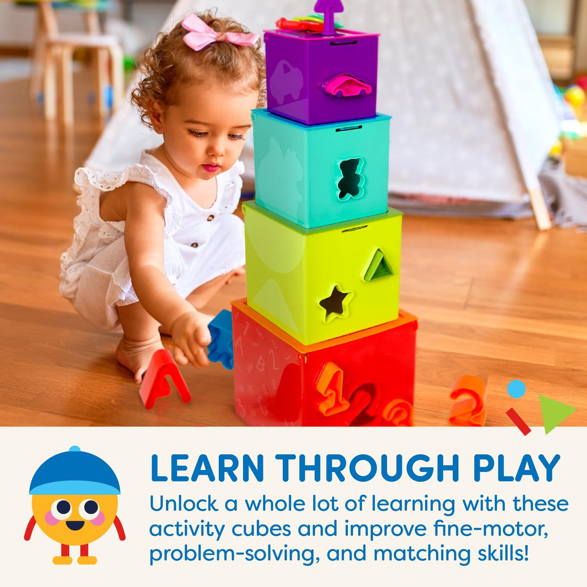 Battat Sorting & Stacking Boxes, Lock & Learn Nesting Play Cubes, Toddler
