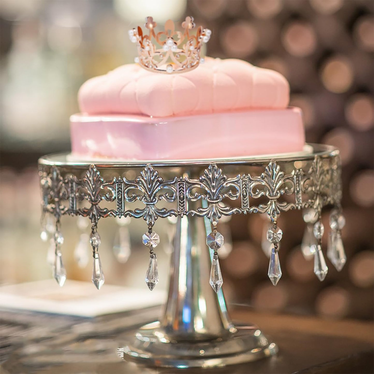 3 Pieces Crown Cake Topper, Princess Little Crown Alloy Pink Silver Crown Mini Crown Children's Birthday Cake Baking Decoration Paper Cup Cake