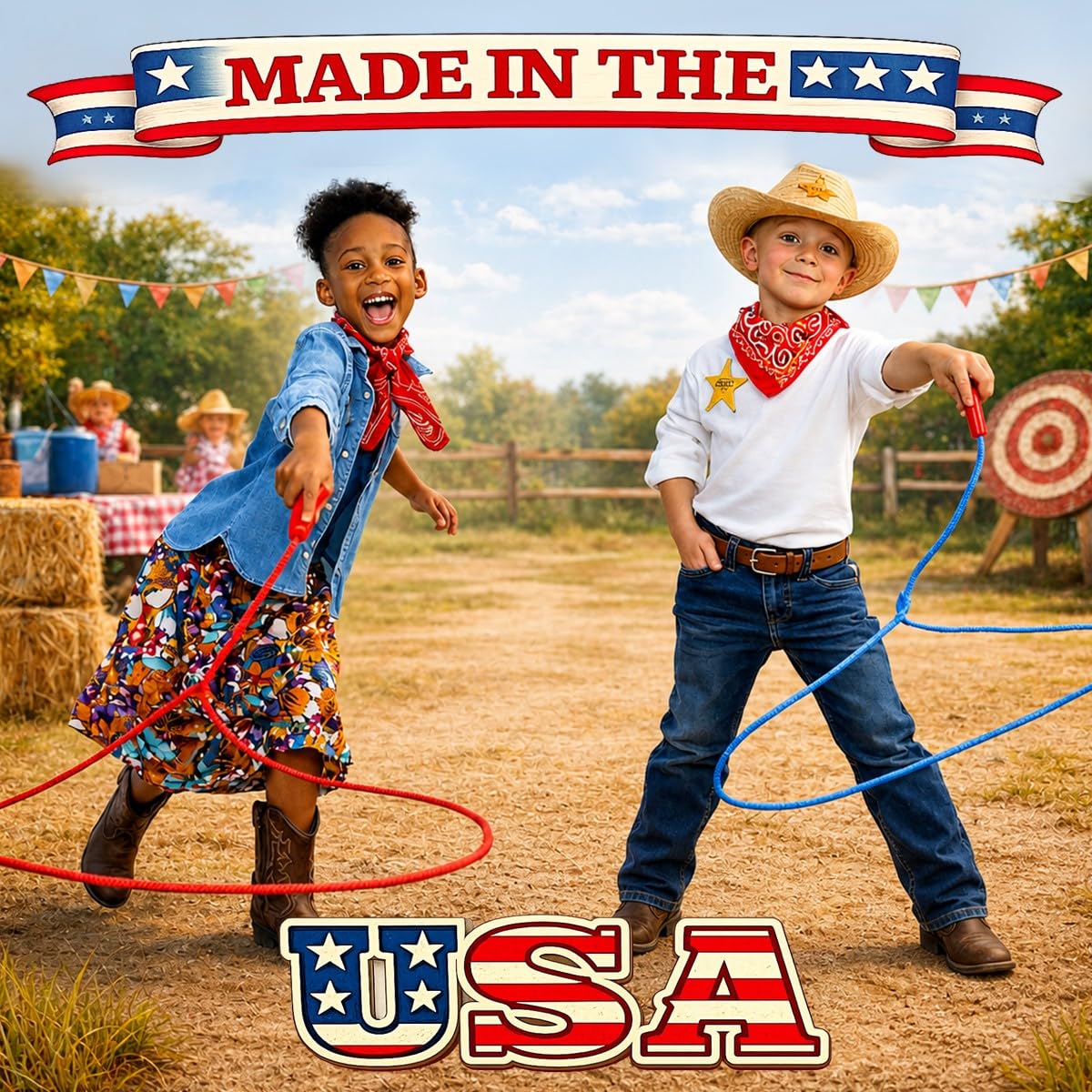 Western Stage Props Made in USA - Children’s Cowboy Kiddie Trick Rope Lasso Pre-Tied | Ages 4-10 |