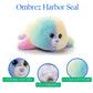 The Petting Zoo Seal Stuffed Animal Plushie, Ombrez Animals, Rainbow Seal Plush Toy 9 inches