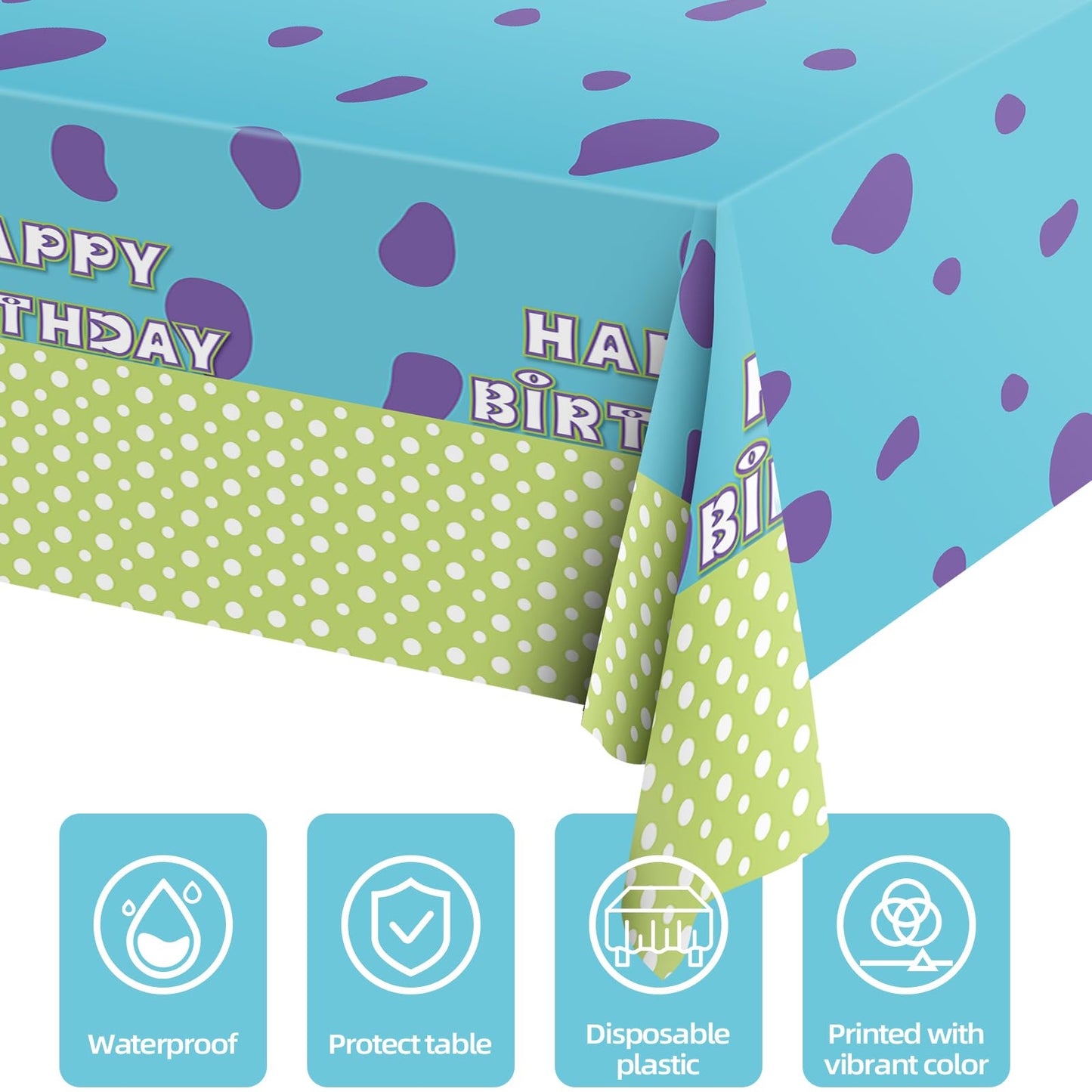 LTplazhi 3PCS Monster Plastic Tablecloths, Disposable Cartoon Party Table Cloths for Kids Birthday Baby Shower Party Decorations Supplies, 54inch x