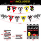 Race Car Bar Decorations Racing Car Birthday Party Decor Kit Pit Stop Banner Race Bar Signs Snack Tent Cards Let's Go Racing Theme Party Supplies