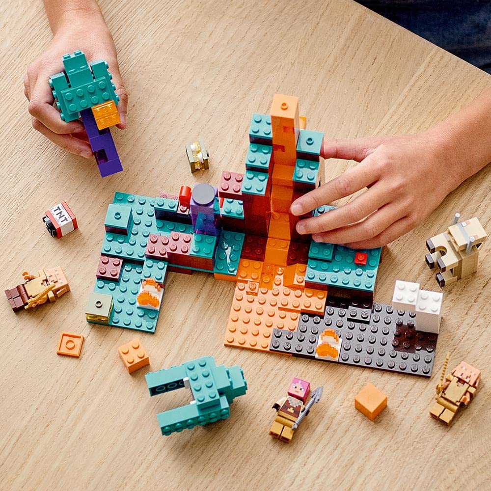 LEGO Minecraft The Warped Forest 21168 Hands-on Minecraft Nether Creative Playset; Fun Warped Forest Building Toy Featuring Huntress, Piglin and