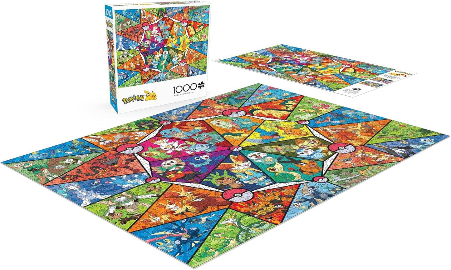 Buffalo Games Pokemon Stained Glass Starters, 1000 Piece Pokemon Puzzle