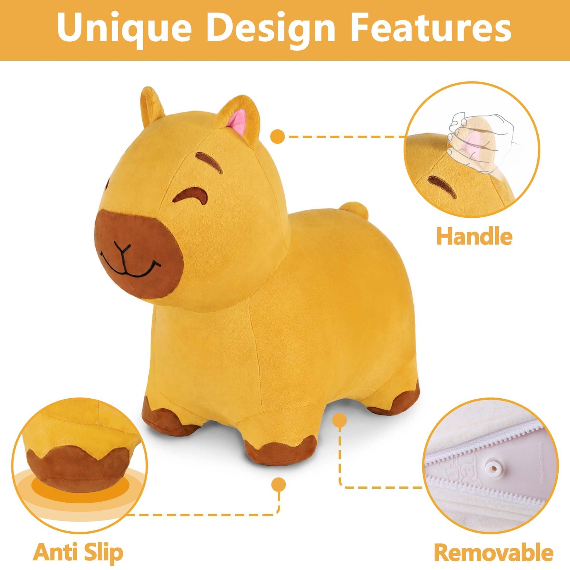 Bouncy Pals Capybara Hopping Horse, Toddler Inflatable Animal Hopper Toys
