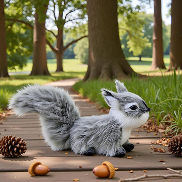 Cauaoa 2 Pcs Grey Mini Squirrel, 12 cm Mini Squirrel Stuffed Soft Animals for Gift, Home Decor, Table Decorations, Room Ornaments
