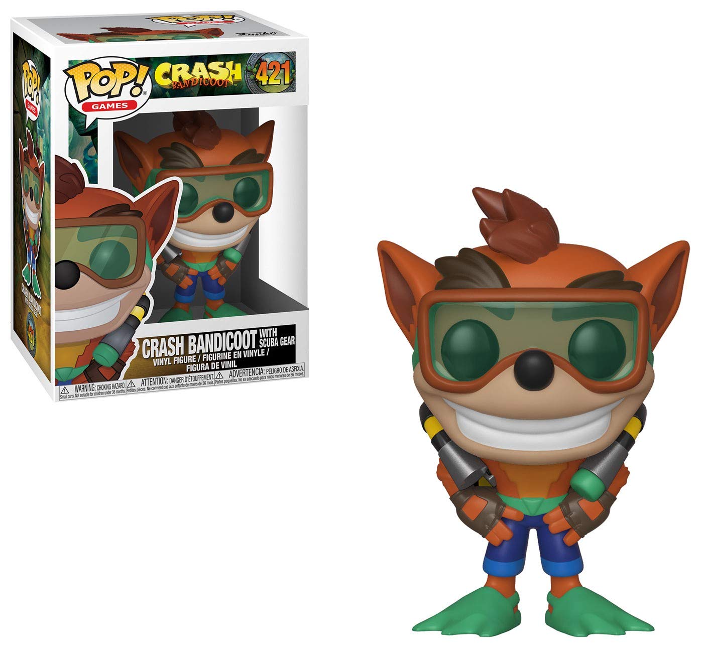 Funko Pop Games: Crash Bandicoot - Crash with Scuba Gear Collectible Figure, Multicolor