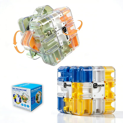 2Pc 3D Maze Cube Puzzle for Kids Adult,Roller Ball Brain Teaser Puzzles Toy