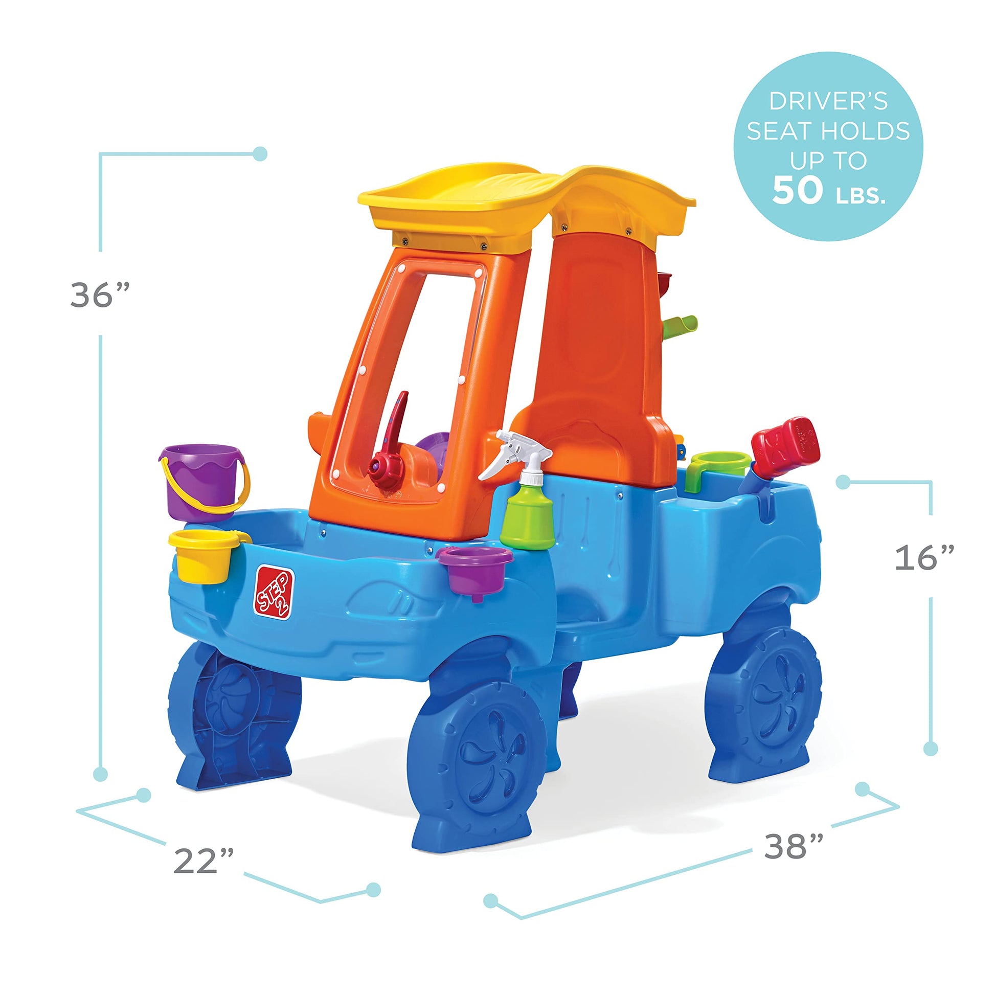 Step2 Car Wash Splash Center, Kids Water Table & Pretend Play Car, Activity Sensory Playset, Summer Outdoor Toys, 13 Piece Water Toy Accessories,