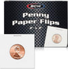 BCW 2x2 Coin Flips for Pennies | Penny Holders for Coins | Archival Penny Sleeves for 19mm Coins - 100ct