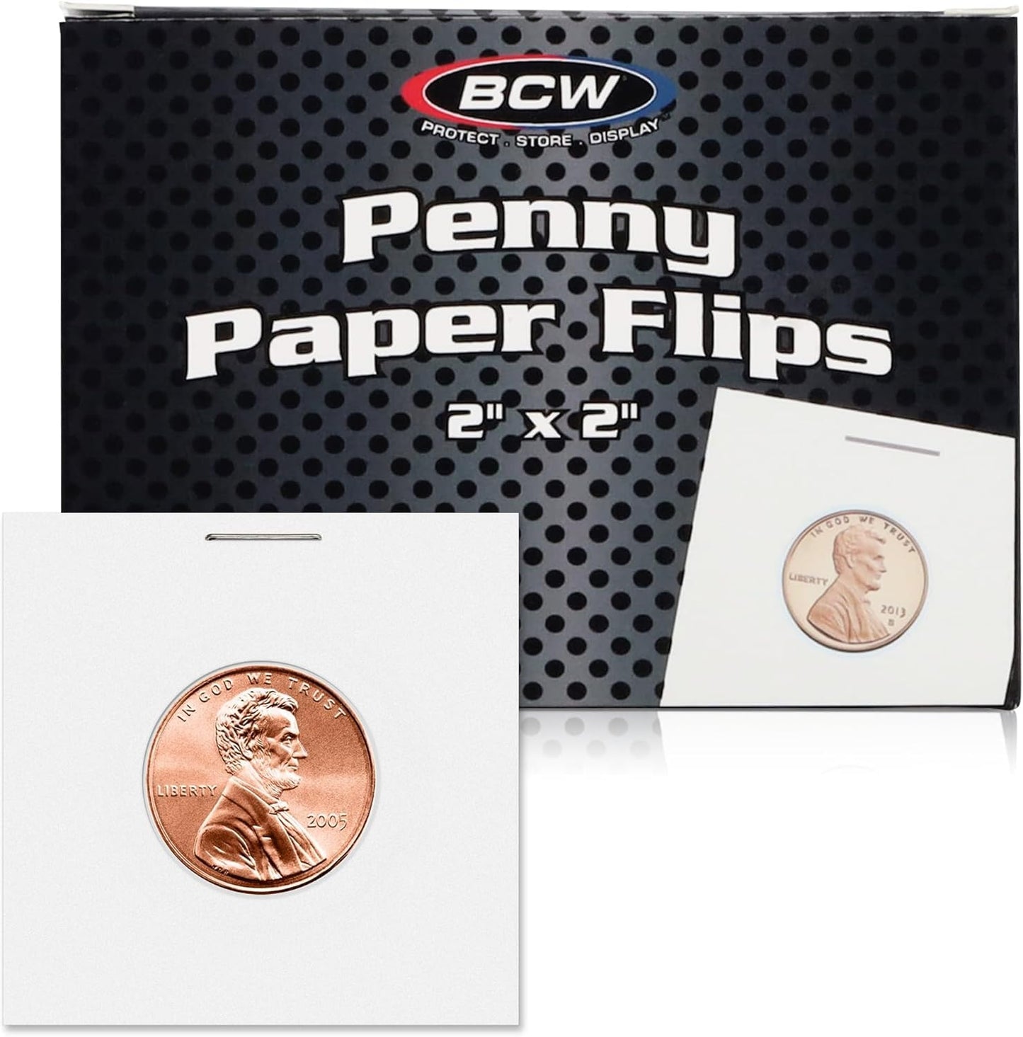 BCW 2x2 Coin Flips for Pennies | Penny Holders for Coins | Archival Penny Sleeves for 19mm Coins - 100ct