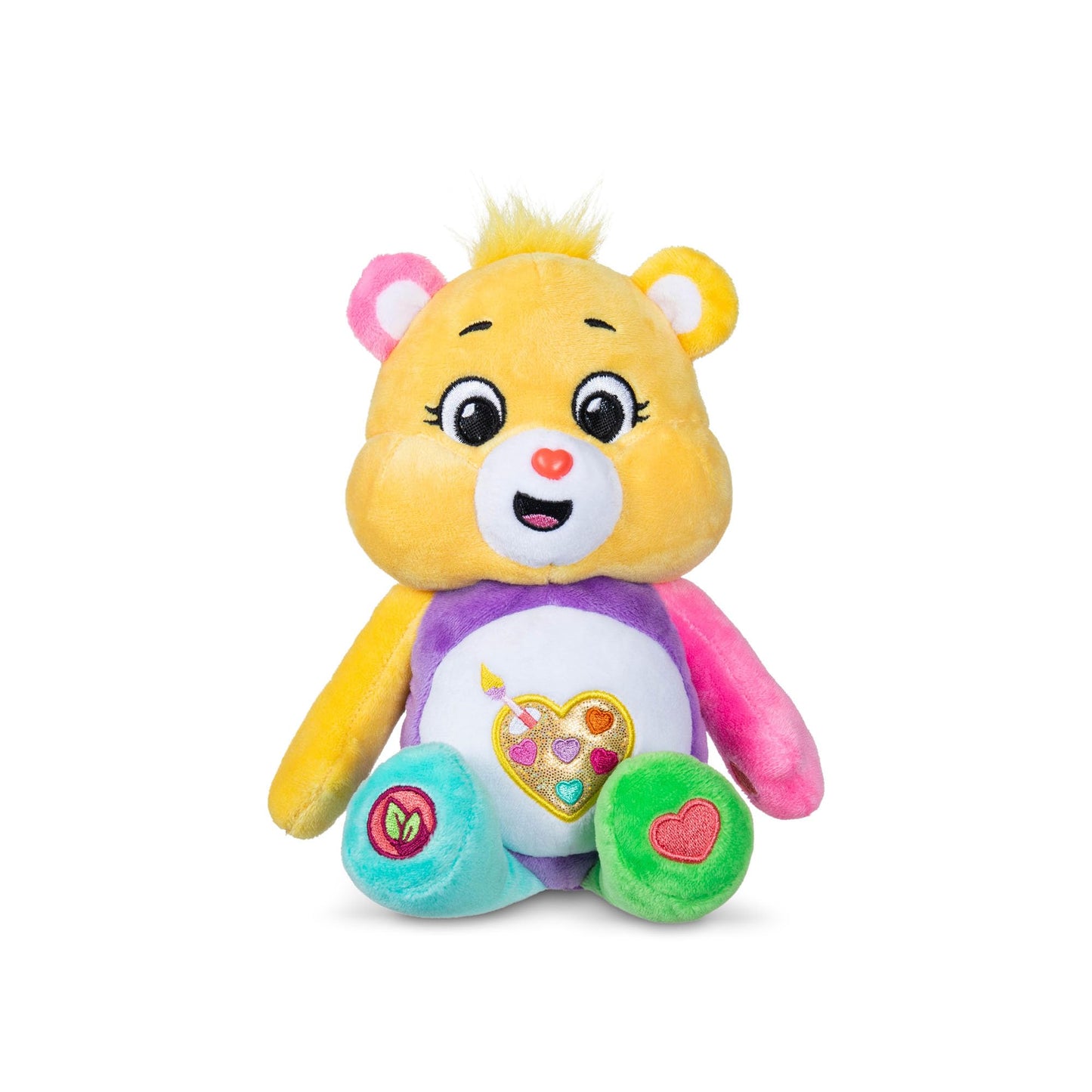 Basic Fun Care Bears 22 cm Glitter Plush - Artwork Bear Environmentally Friendly Cuddly Toy with Glitter Belly Badge - Collector's Plush for Children