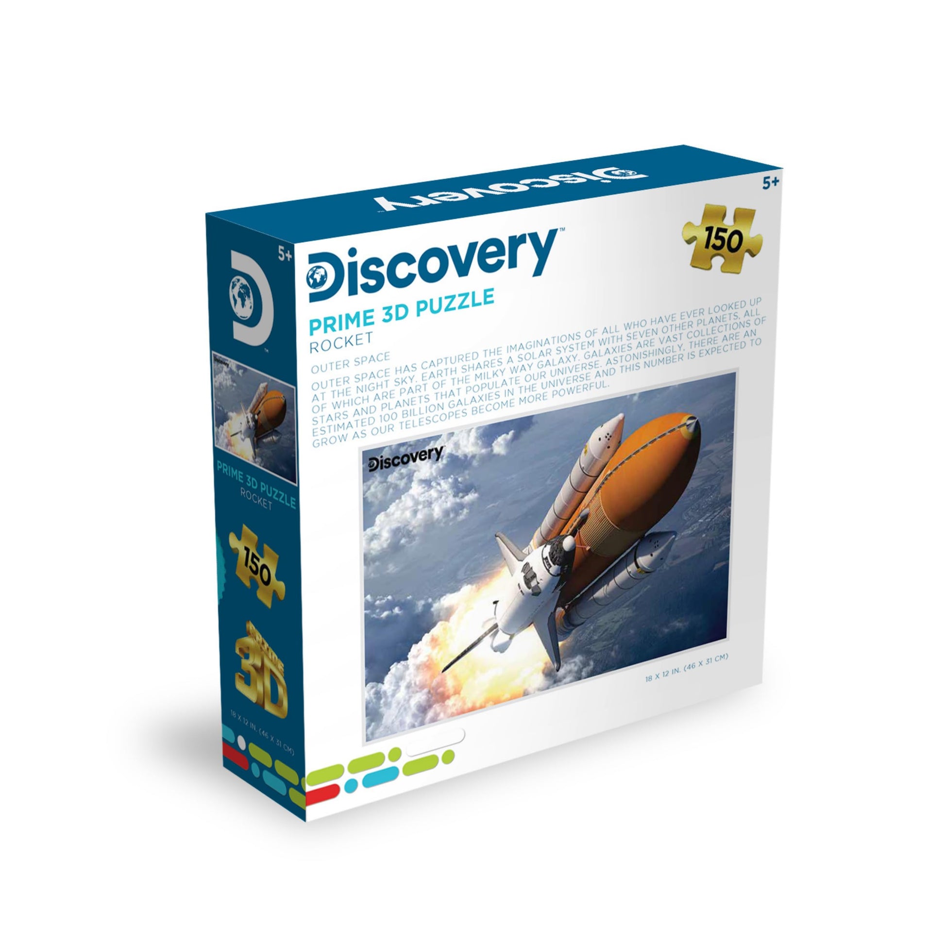 Prime 3D | Discovery | Space | 150 Piece 3D Jigsaw Puzzle for Kids | Finished Size 18" x 12” | Challenging & Fun for Kids & Families | Immersive 3D