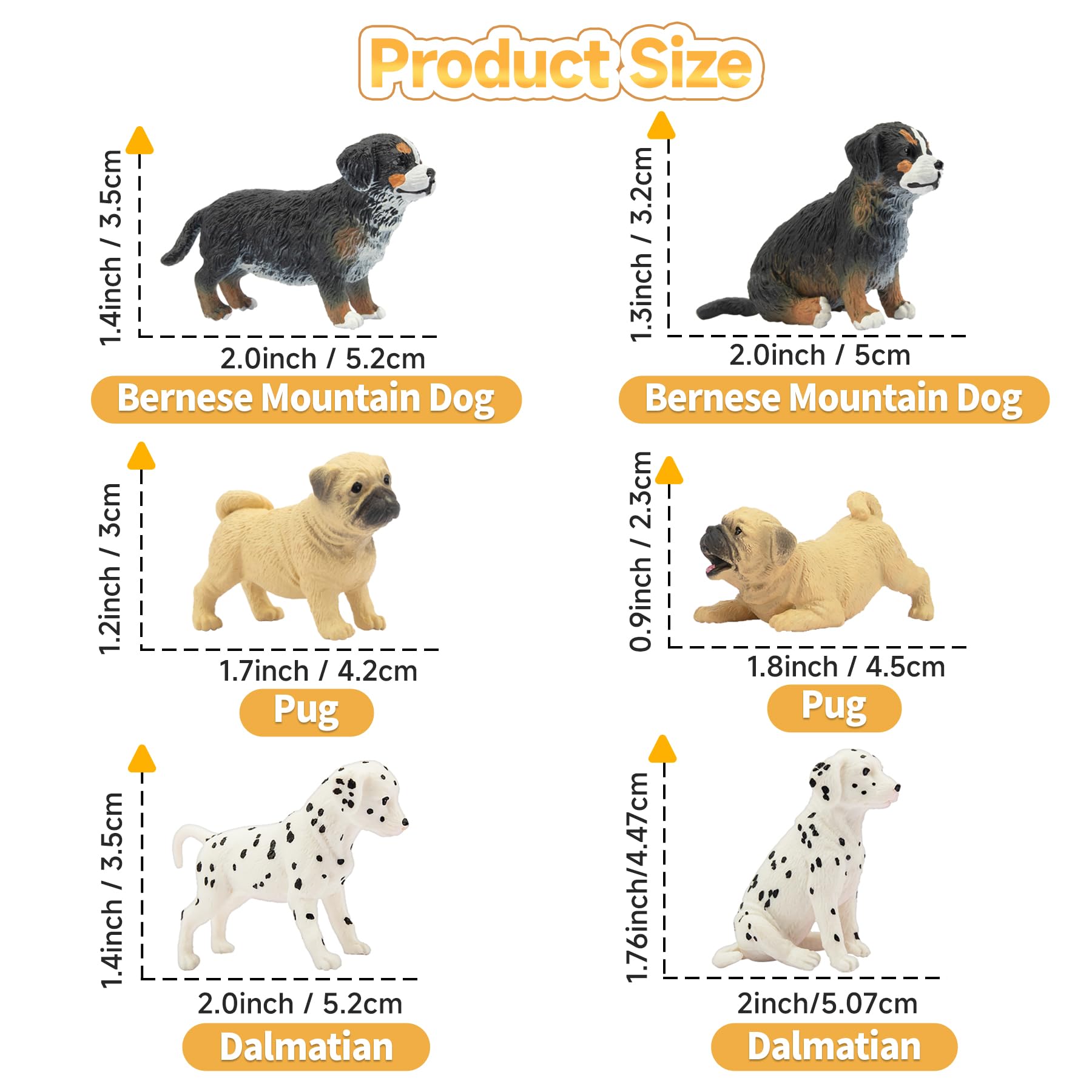 Toymany 12PCS Mini Dog Figurines Playset, Realistic Detailed Plastic Puppy Figures, Hand Painted Emulational Tiny Dogs Animals Toy Set, Cake Toppers